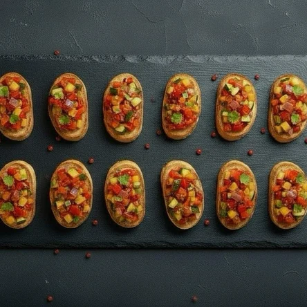 Брускетта с печеными овощами.